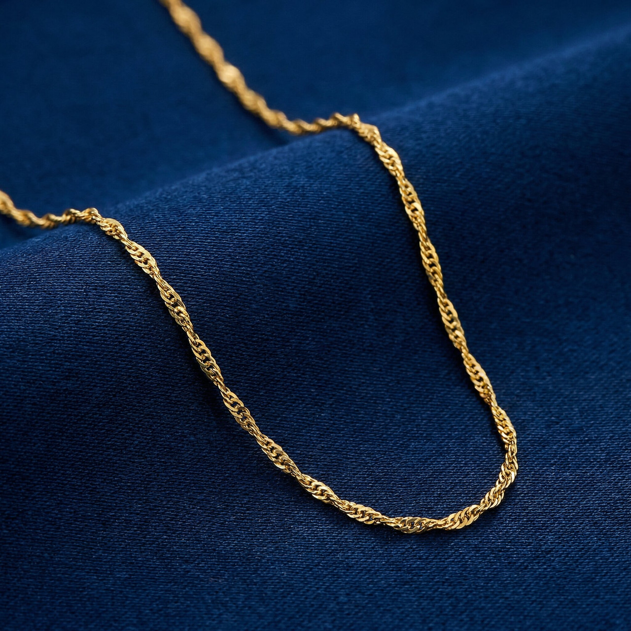 10k Yellow Gold Singapore Chain Necklace (18 inches)